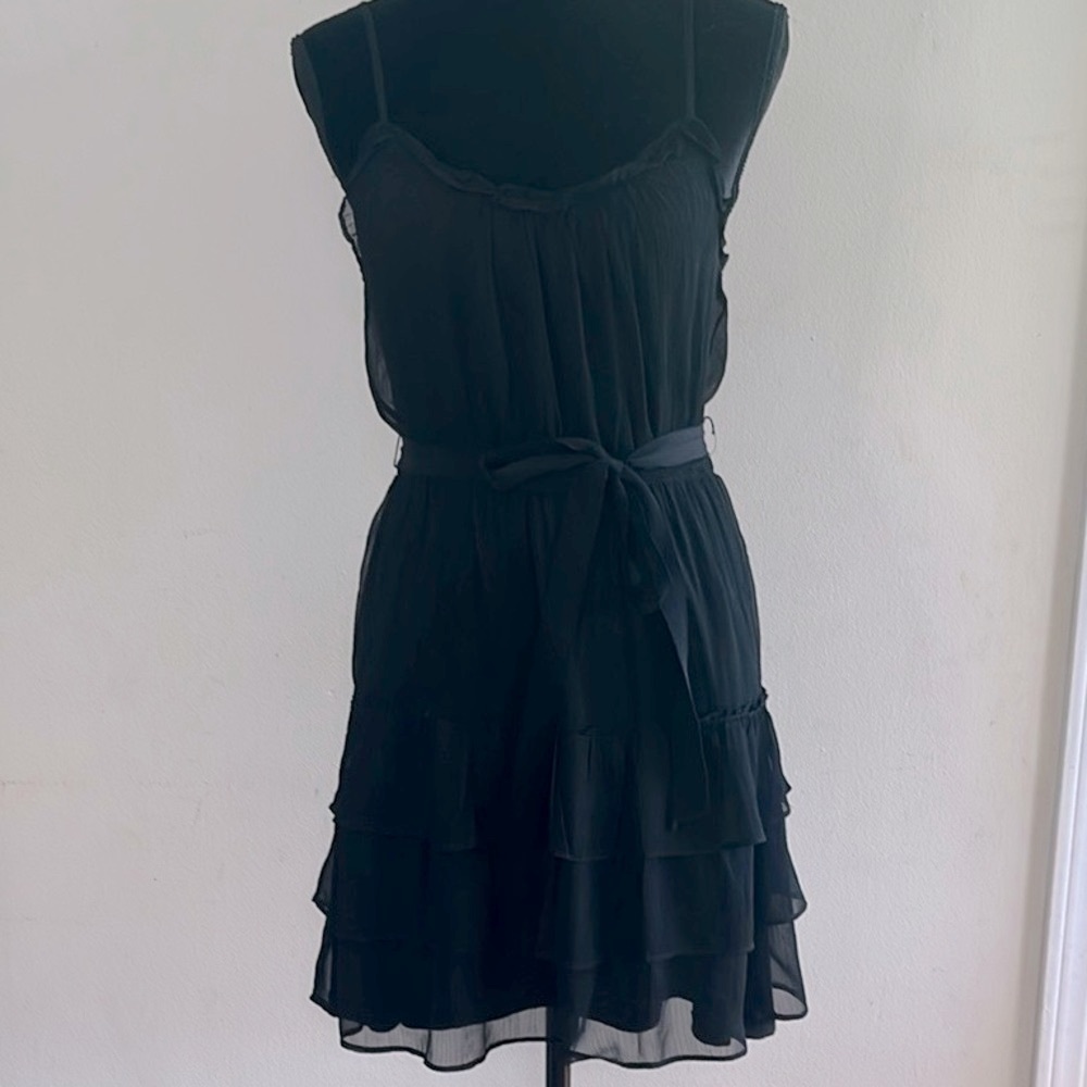 American Eagle Outfitters Black Strapless Tiered Dress